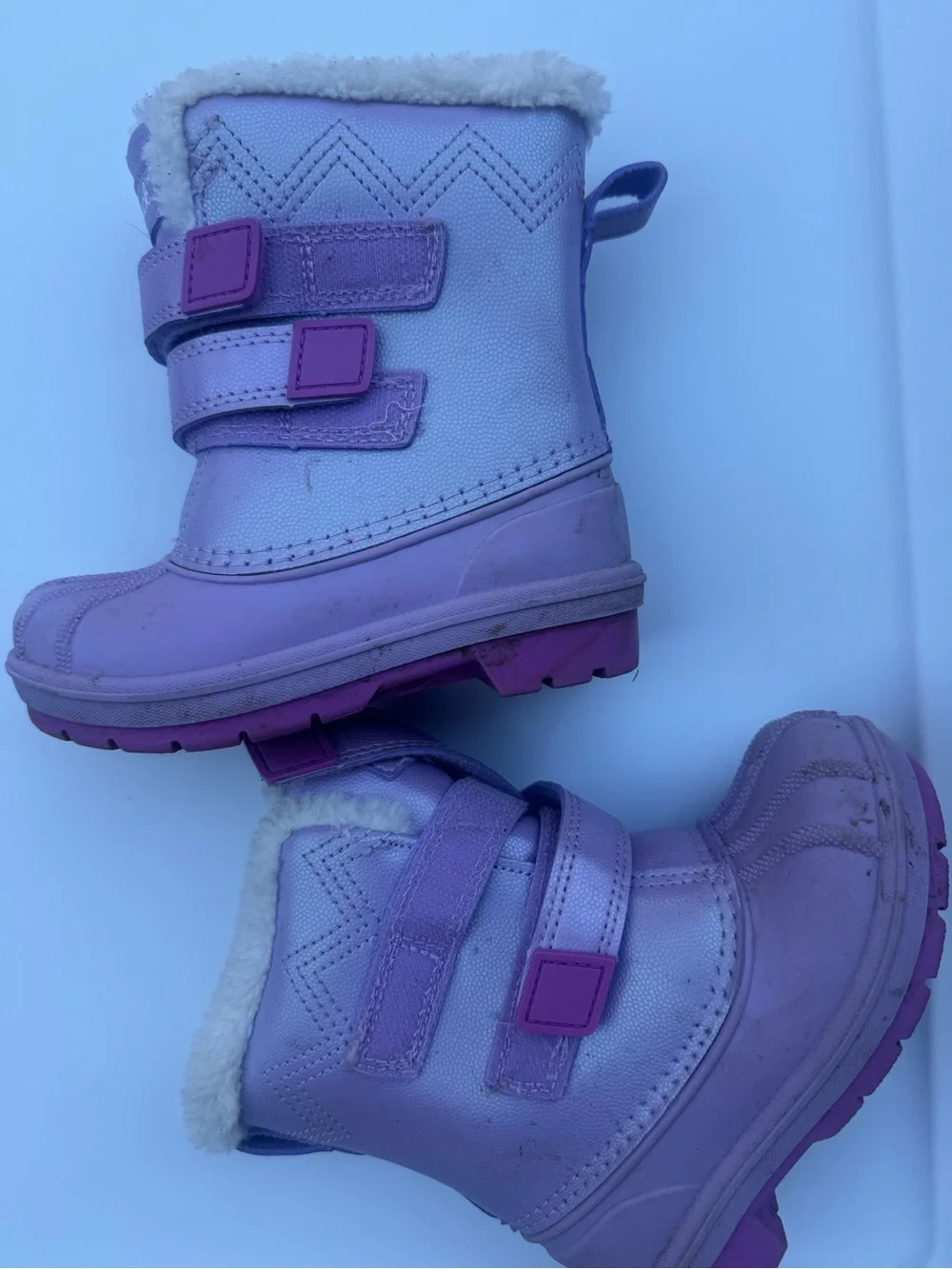 Cat & Jack Lavender Faux-Fur Strap Kids Snow Boots